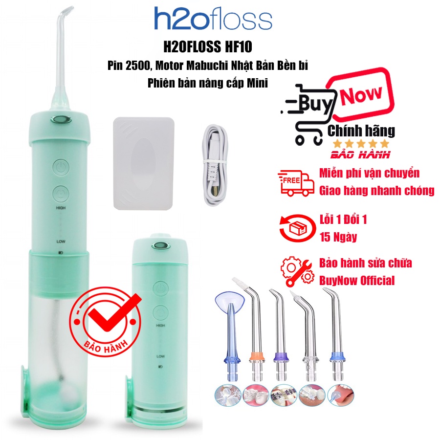 Máy tăm nước h2ofloss HF10(mini) Nhập khẩu chính hãng, Tem bảo hành trên thân máy. Vệ sinh răng miệng, Tăm nước du lịch