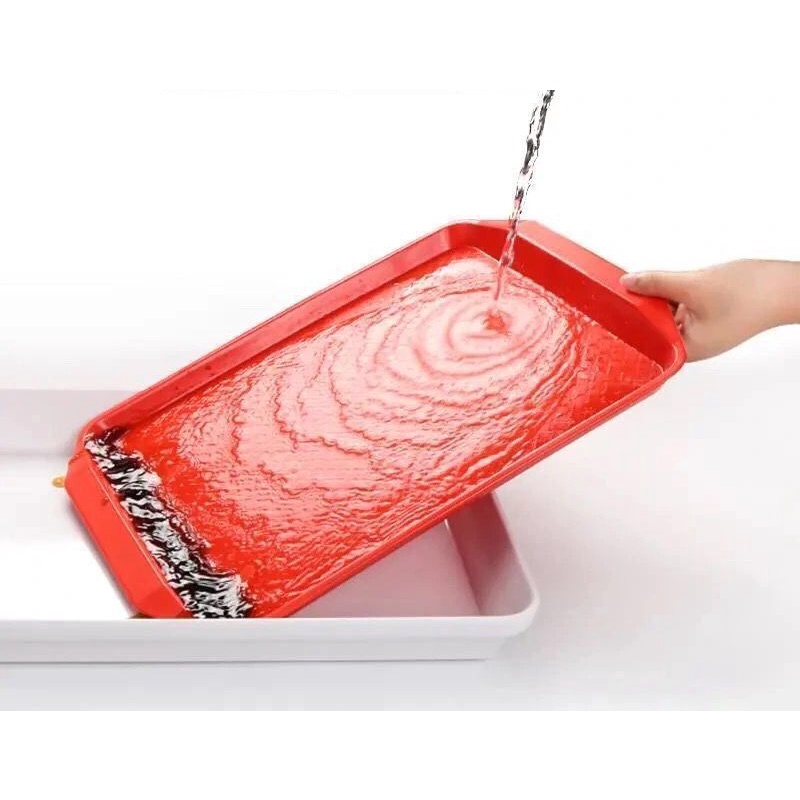 Khay Nhựa Hình Chữ Nhật Chống Trượt Phục Vụ Thức Ăn Uống Trà Sữa Bánh Burger Cho Nhà Hàng