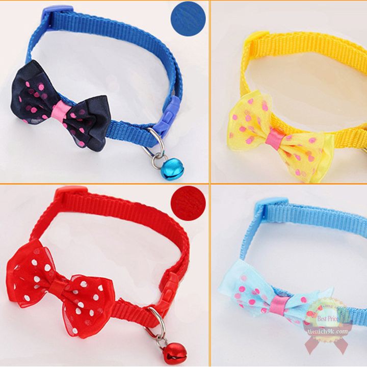 Vòng cổ nơ dễ thương cho thú cưng chó mèo bản to 1cm có đính chuông kêu lơ nhiều màu cute dễ thương