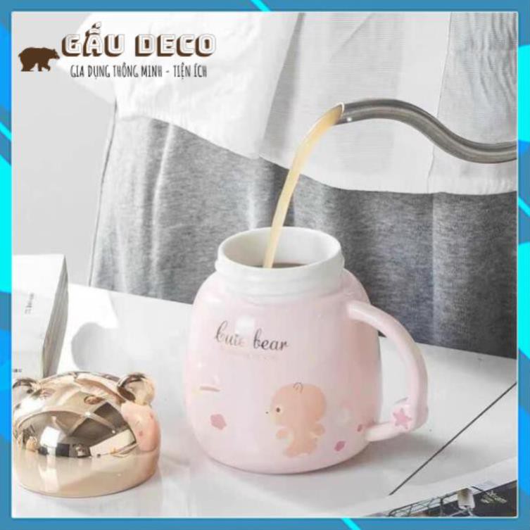 Cốc sứ gấu, ly sứ giữ nhiệt hình gấu - Dễ thương