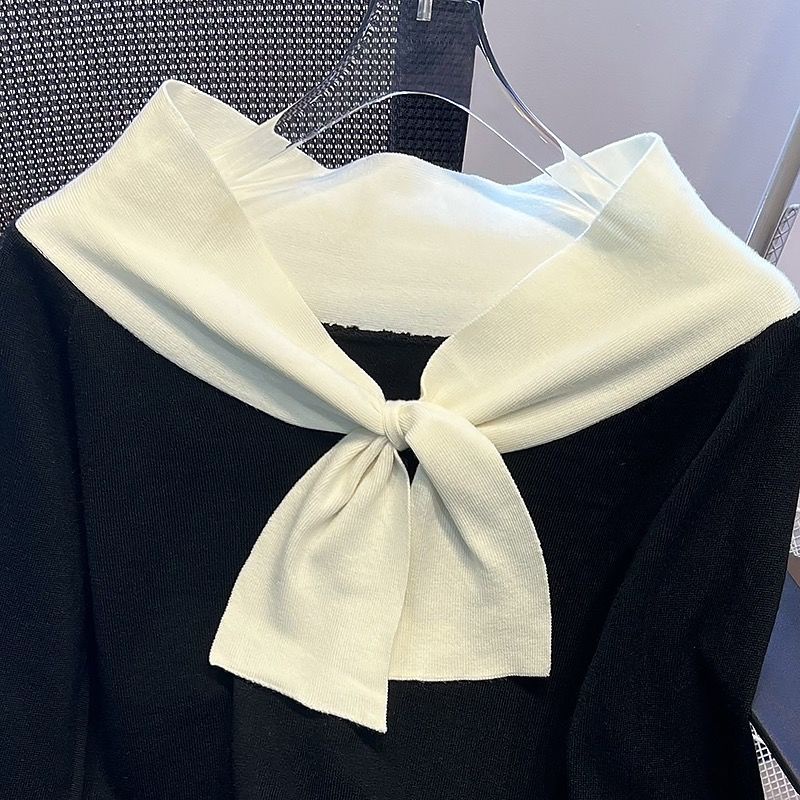 Áo Sweater Trễ Vai Thiết Kế Mới Phối Nơ Thời Trang Mùa Thu Dành Cho Nữ