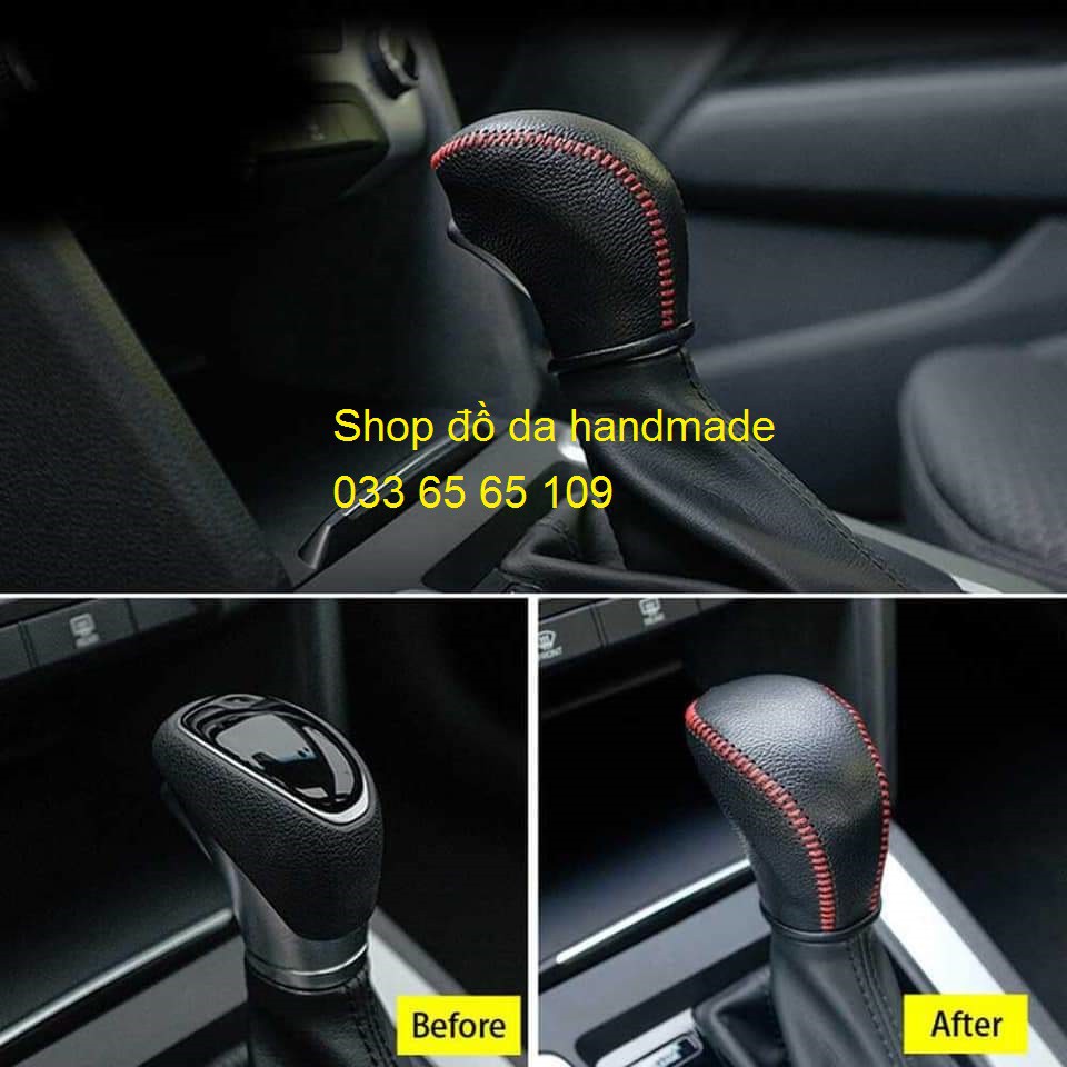 Bọc da cần số Hyundai Sonato số tự động các đời xe bằng da bò, bảo hành 12 tháng, nhiều mầu