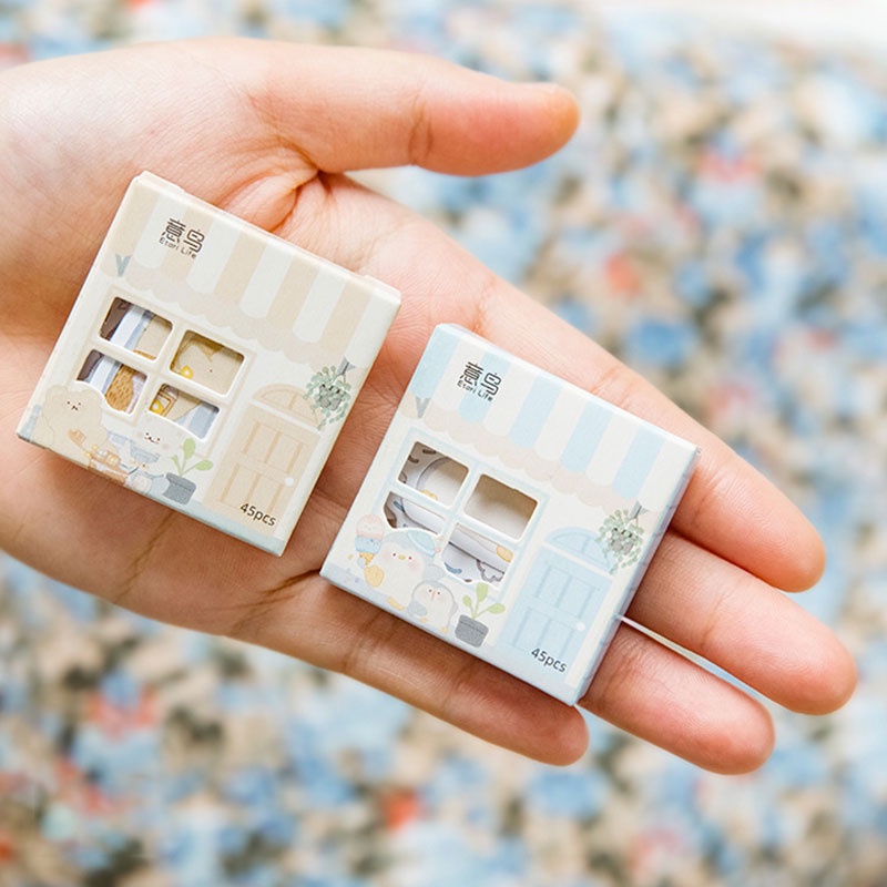 Hộp 45 nhãn dán họa tiết hoạt hình dễ thương trang trí sổ tay/điện thoại