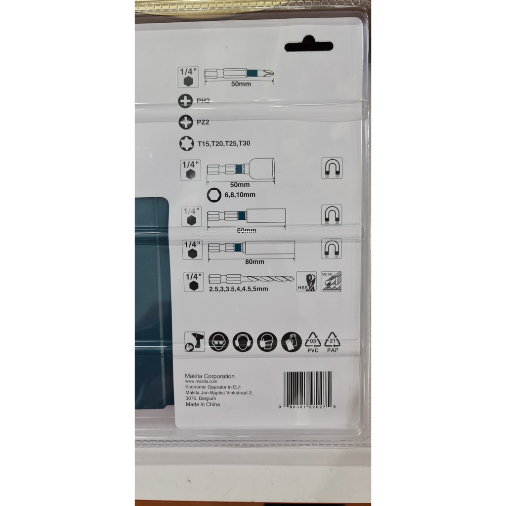 {Hàng chính hãng} Bộ mũi khoan và vặn vít Makita IMPACT BLACK E-06622