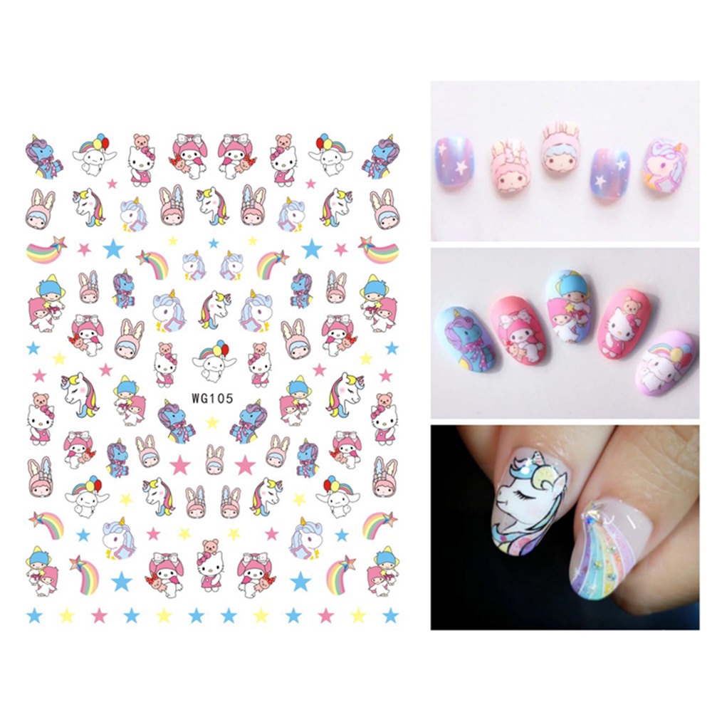 QQMALL Miếng Dán Trang Trí Móng Tay 3D Họa Tiết Hoa Hướng Dương / Mặt Trăng / Hình