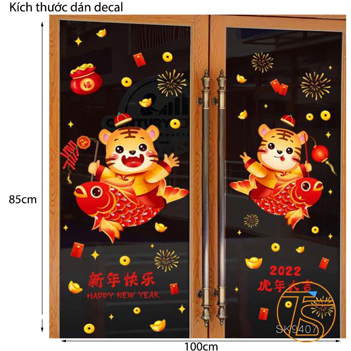 Decal Trang Trí Tết Dán Kính Mẫu Nhâm Dần 2022 60x90cm Đa Dạng Nhiều Mẫu Cho Shop Và Hàng Quán | BigBuy360 - bigbuy360.vn
