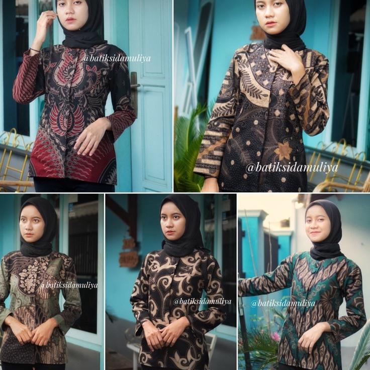 Áo Khoác Blazer Khóa Kéo Họa Tiết Batik Cao Cấp Bất Ngờ Bởi Sidamuliya Cho Văn Phòng