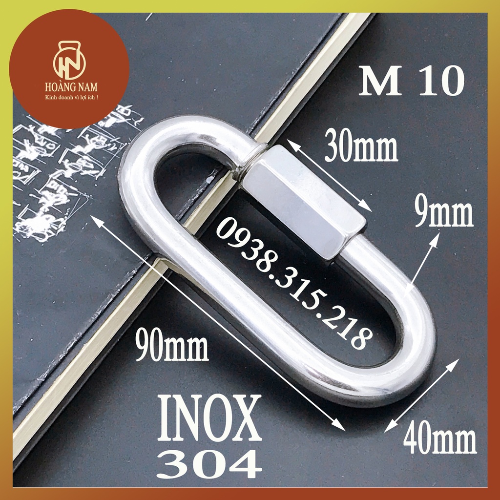 Móc Khóa Xích Nối Chữ D Inox 304 M10 - Chịu Lực Tối Đa 600kg, Đảm Bảo An Toàn Cho Các Kết Nối Cần Độ Bền Cao