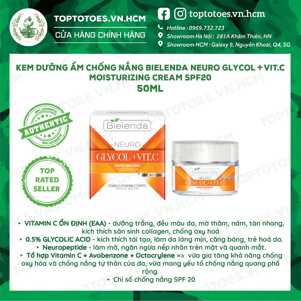 Kem dưỡng ẩm Bielenda Neuro Glycol + Vit.C Moisturizing Cream SPF20 dưỡng ẩm và làm sáng da