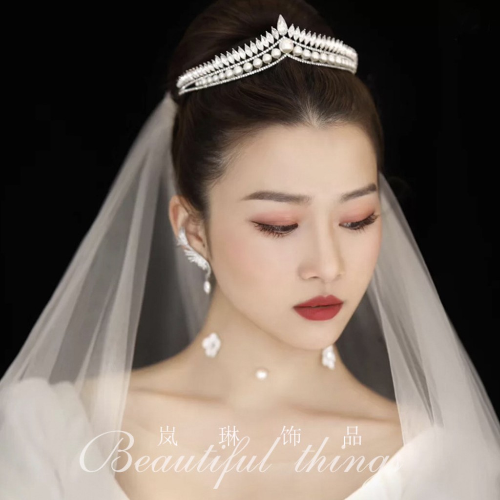 [HCM] Vương miện cô dâu mẫu mới T92020 chóp viền đá kèm hạt trai Giangpkc