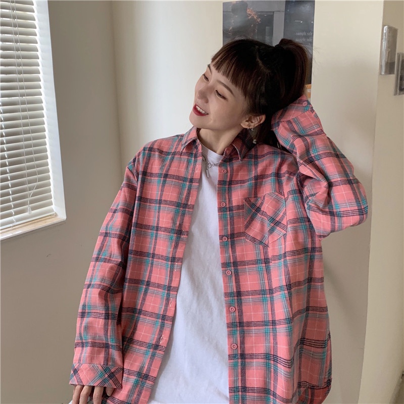 Áo Sơ Mi Tay Dài Họa Tiết Kẻ Sọc Phong Cách Hàn Quốc Thời Trang Cho Nữ