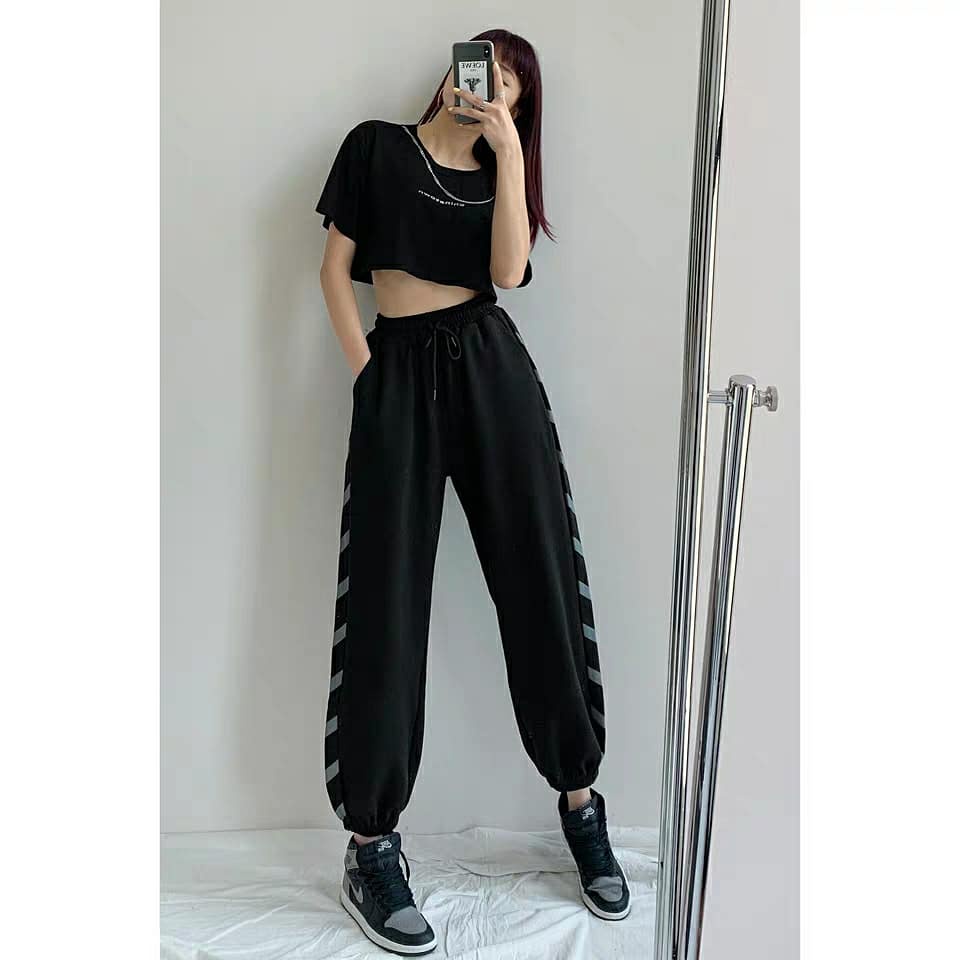 Quần jogger nữ from rộng thể thao chất vải xneo co giãn kiểu dáng thoải mái phong cách hàn quốc quần thể thao nữ ulzzang | BigBuy360 - bigbuy360.vn