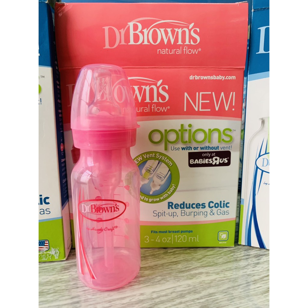 Bình Sữa Dr Brown Options Cổ Thường 120ml, 250ml màu và họa tiết