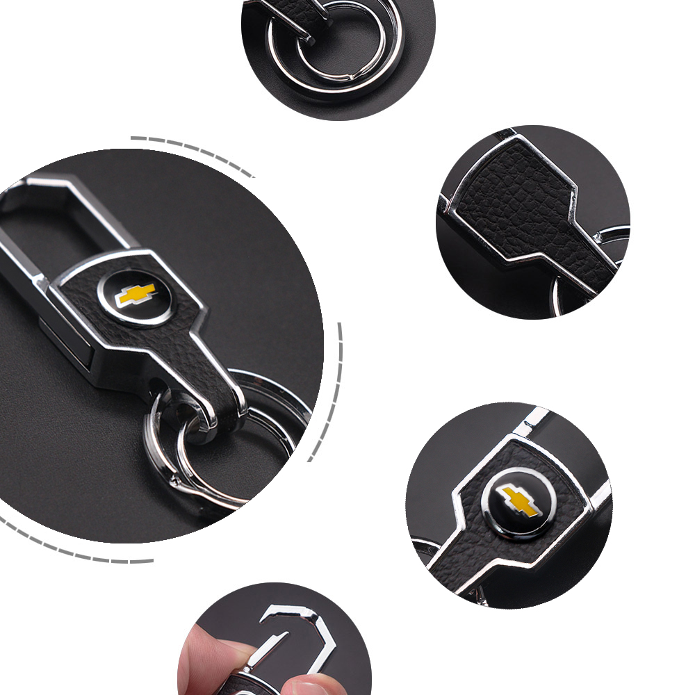 Móc khóa da kim loại hình logo cho xe Chevrolet Cruze Spark Aveo Captiva Trailblazer Colorado Orlando