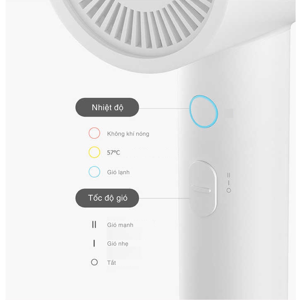 Máy Sấy Tóc Ion Âm Xiaomi Mijia H100/ H300 1600W 2 chiều nóng lạnh, công nghệ ion âm bảo vệ tóc, khô nhanh