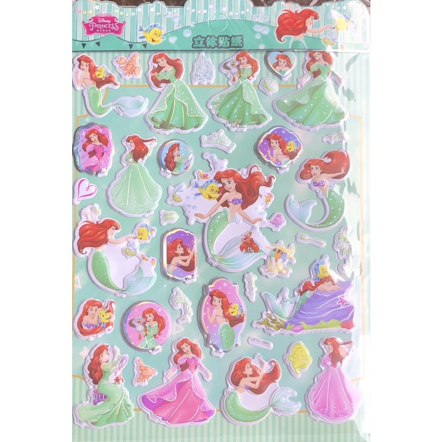 BỘ NHIỀU HÌNH sticker CÔNG CHÚA DISNEY NÀNG TIÊN CÁ MICKEY cho bé GÁI hình dán 3D vừa chơi vừa học phát triển trí tuệ