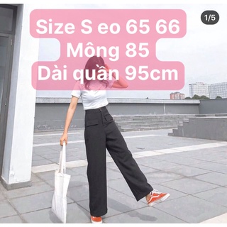 Quần Tây Baggy Đen Lưng Cao Basic có size BC80