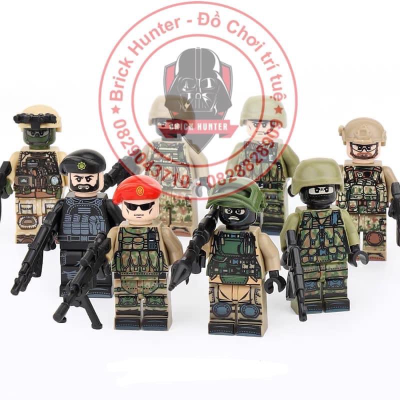 Army Minifigures đồ chơi xếp hình nhân vật 8 Lính đặc nhiệm Nga spetsnaz và lính đặc nhiệm hồi giáo Chenchen của Chesnya