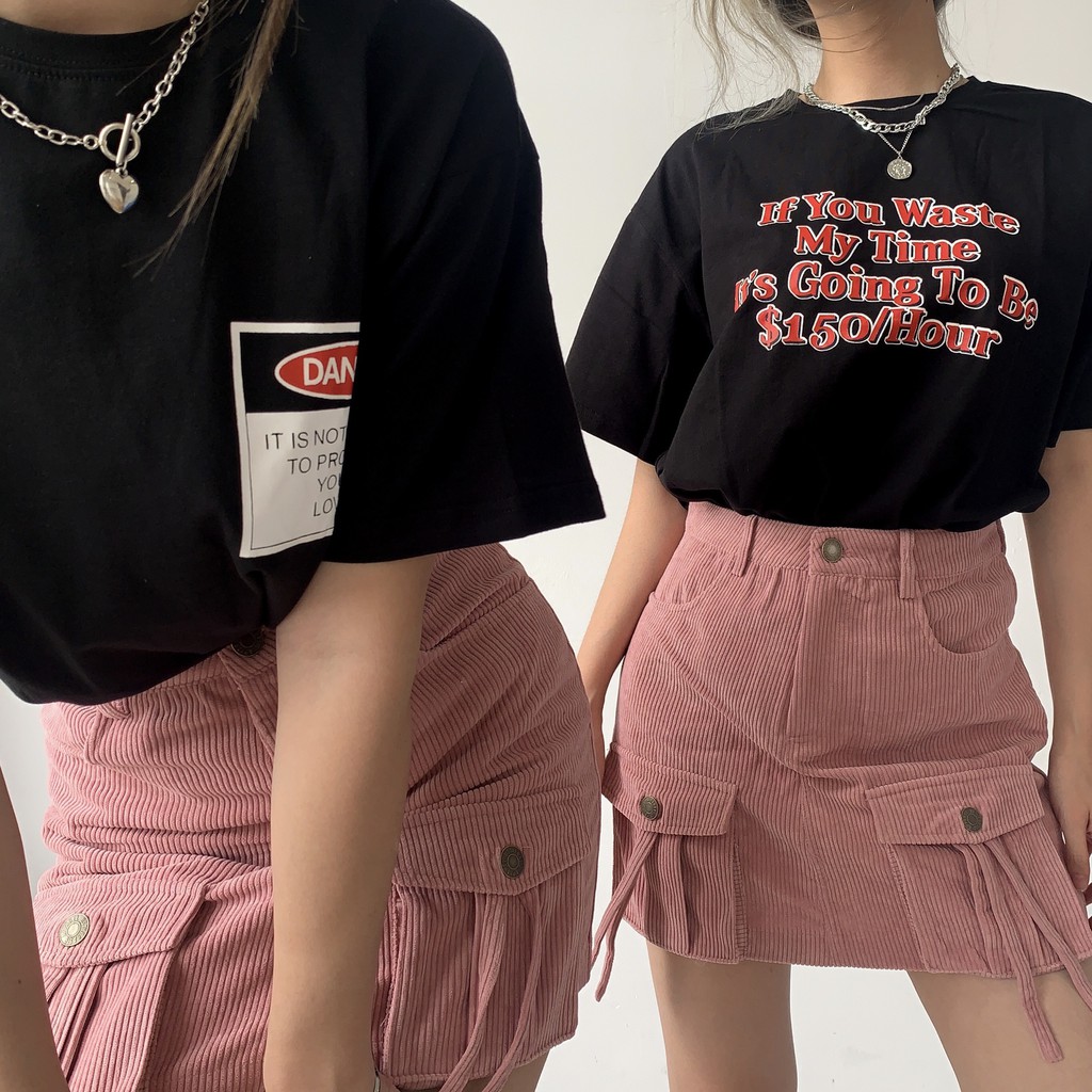 Usthebasic - Áo thun tay lỡ Danger