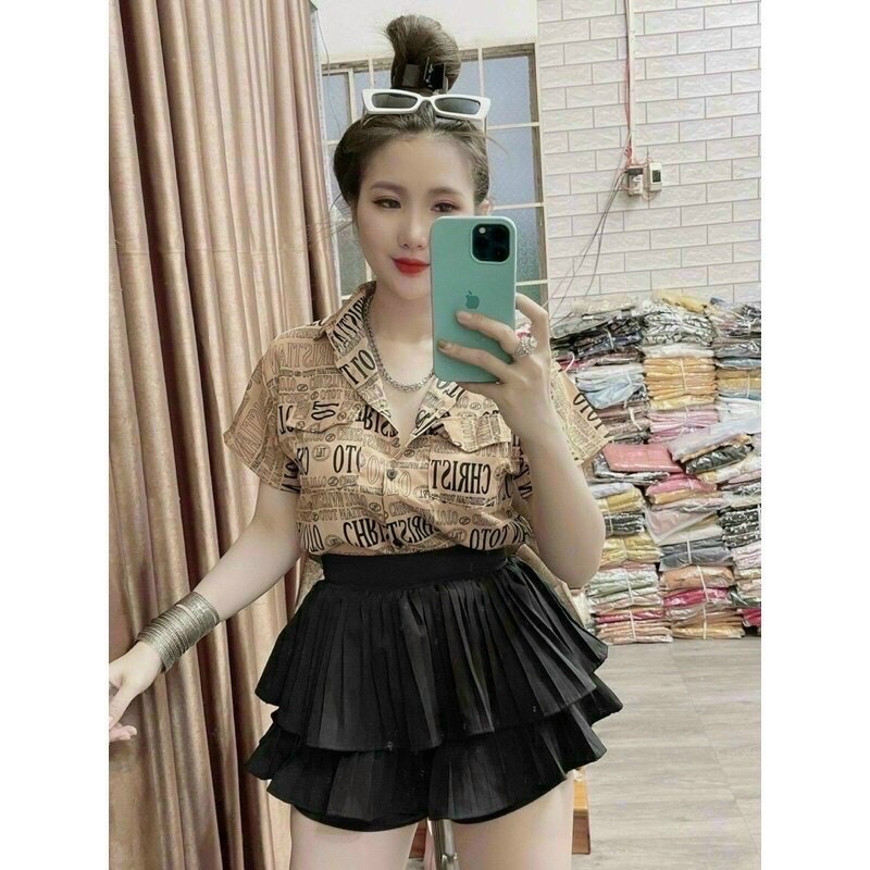 Chân váy xếp ly 2 tầng kèm quần trong hàng sịn hình chụp thật kèm video