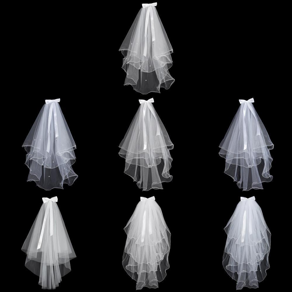 Mạng Che Mặt Hai Lớp Màu Trắng Ngà Kèm Lược Cho Cô Dâu