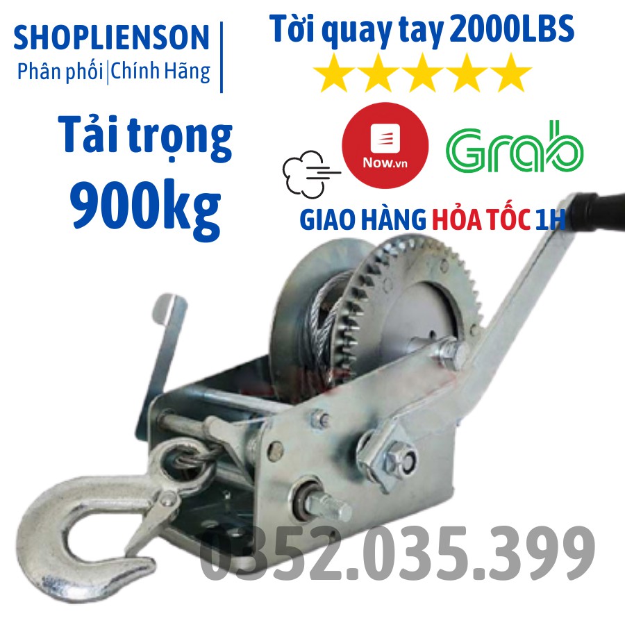 Tời Quay Tay 2500 LBS Tải Trọng 990 Kg Có Cáp Móc 10 Mét Liên Sơn