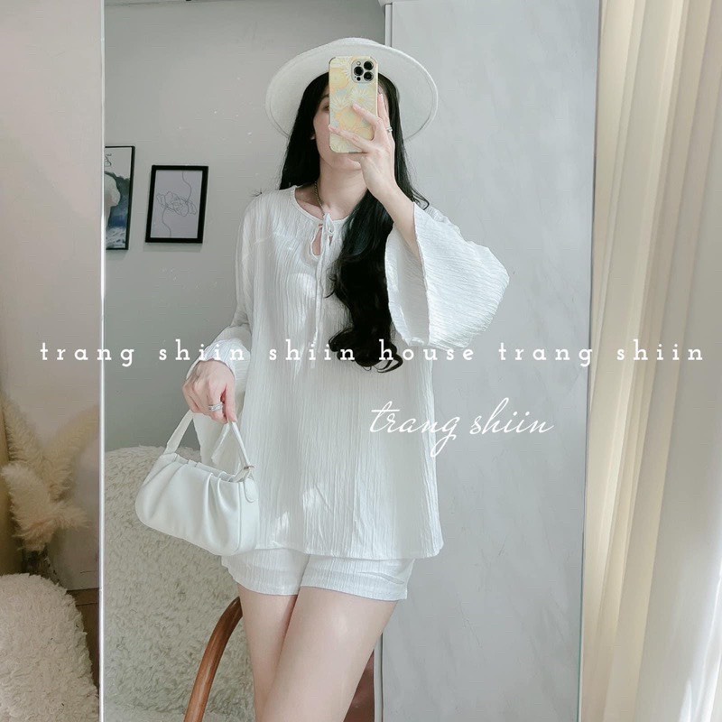 Set đũi dài tay trắng cực xinh trong trẻo - Áo from dài giấu quần đuôi tôn quần may 2 lớp tỉ mỉ sam_sam_shop_1011