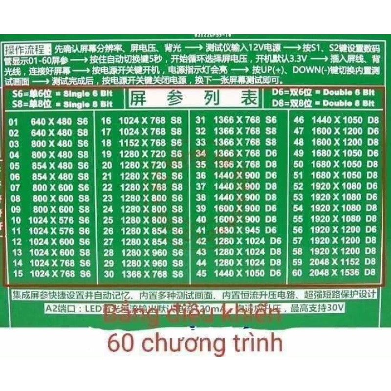 Bộ test panel test màn hình LcD/Led T-60S