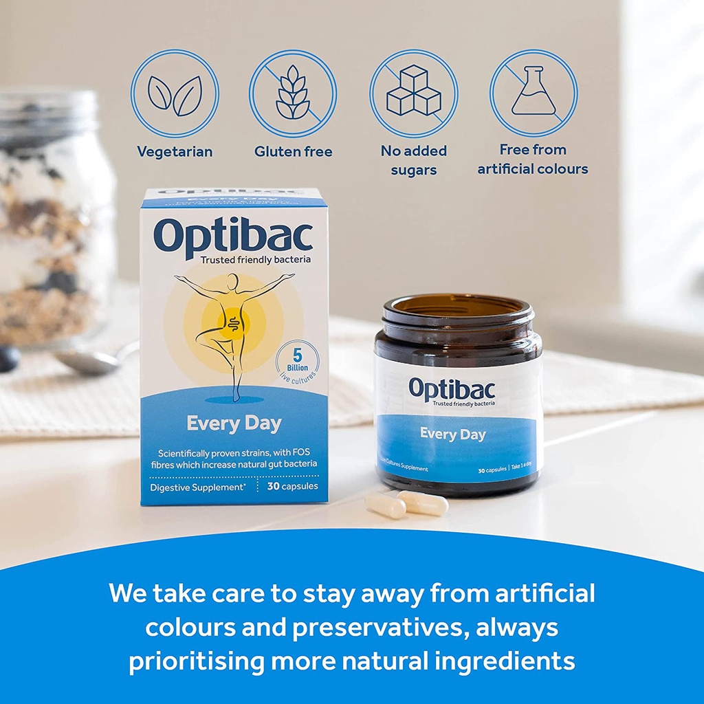 Men vi sinh Optibac xanh da trời Probiotics For Daily Wellbeing - Bổ sung lợi khuẩn, cải thiện hệ vi sinh đường ruột