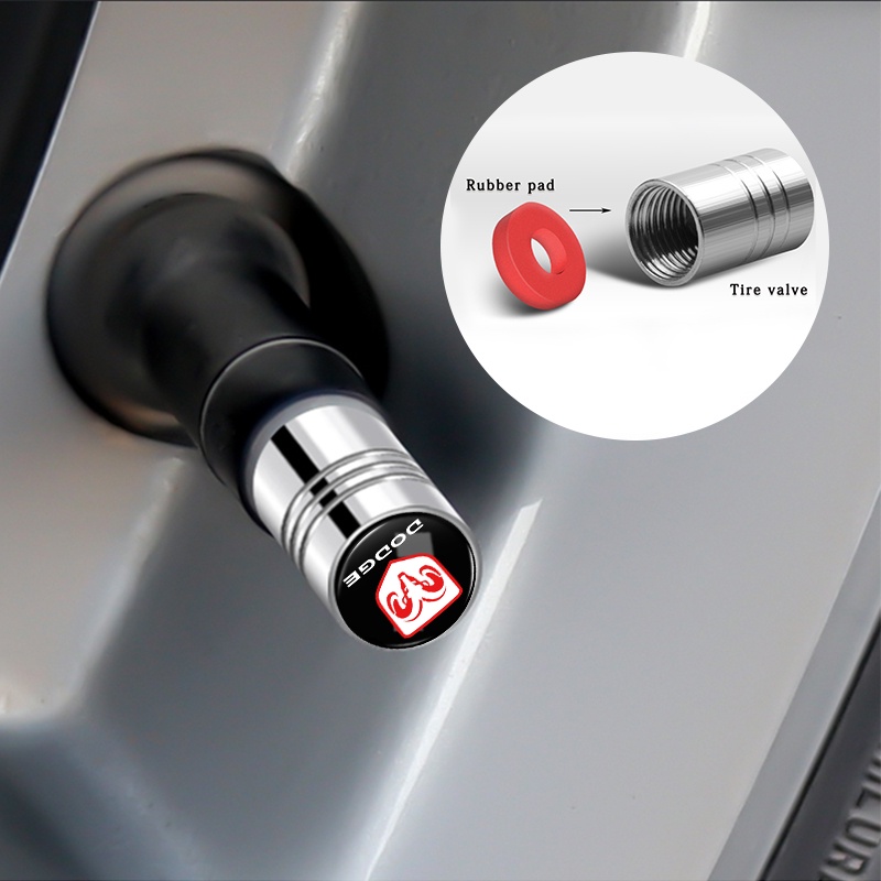 Bộ 4 Nắp Đậy Bảo Vệ Lốp Xe Hơi Bằng Nhôm Hai Màu In Logo Cho Dodge Caliber Ram Durango Charger SRT
