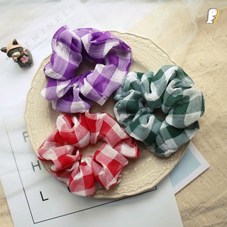 [Hàng có sẵn] Scrunchies thun cột tóc vải voan caro to