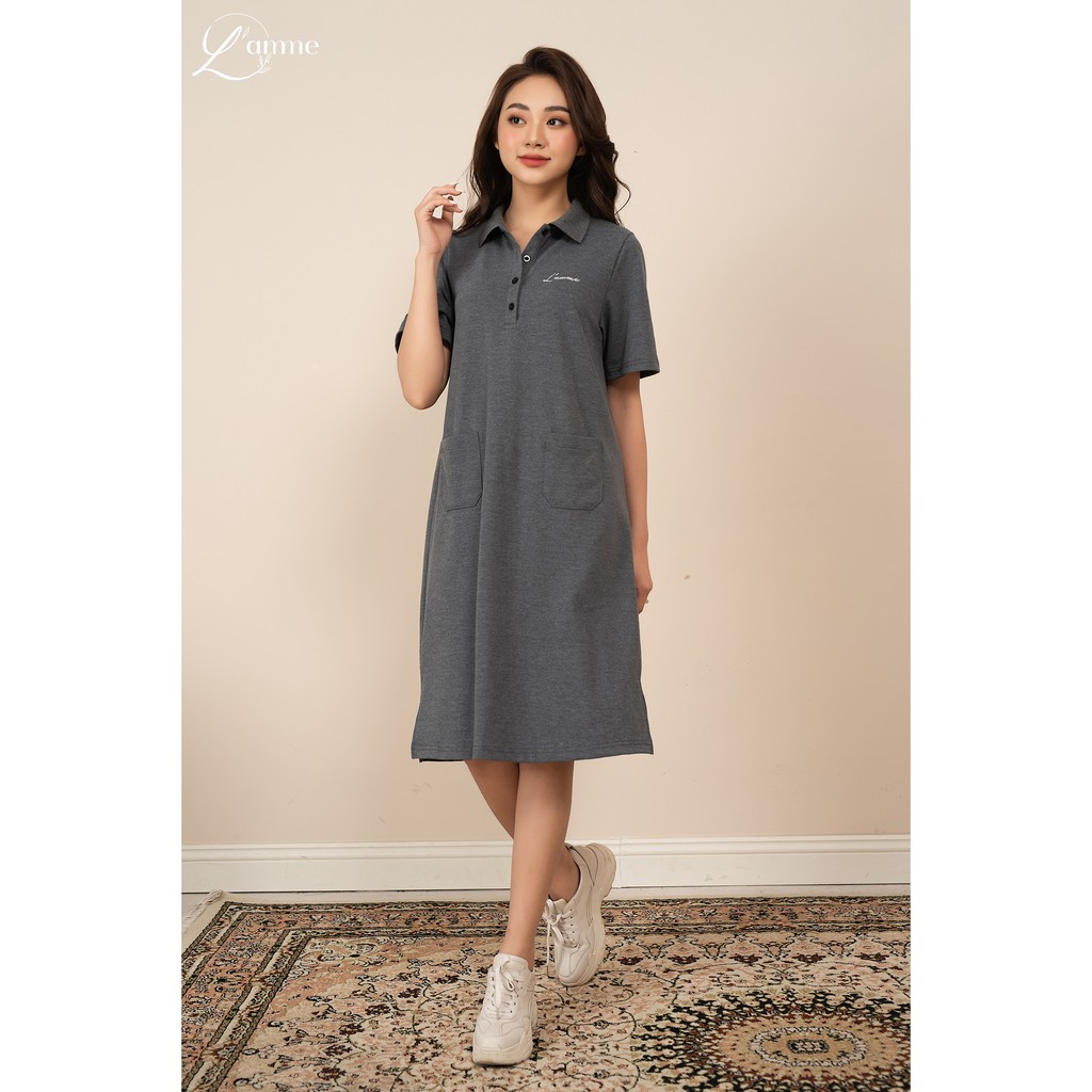 [Mã FATHANG5 giảm 10K đơn 50K] Váy bầu đẹp Polo Dress dáng thể thao dáng suông có cúc tháo rời được thiết kế bởi LAMME