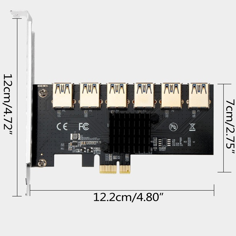 Card Mở Rộng Pcie 1X Sang 6 Cổng USB3.0 Pcie X1 Sang X4 X8 X16 R