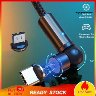 Dây cáp sạc nhanh nam châm cổng micro usb type c 540 độ qc3.0