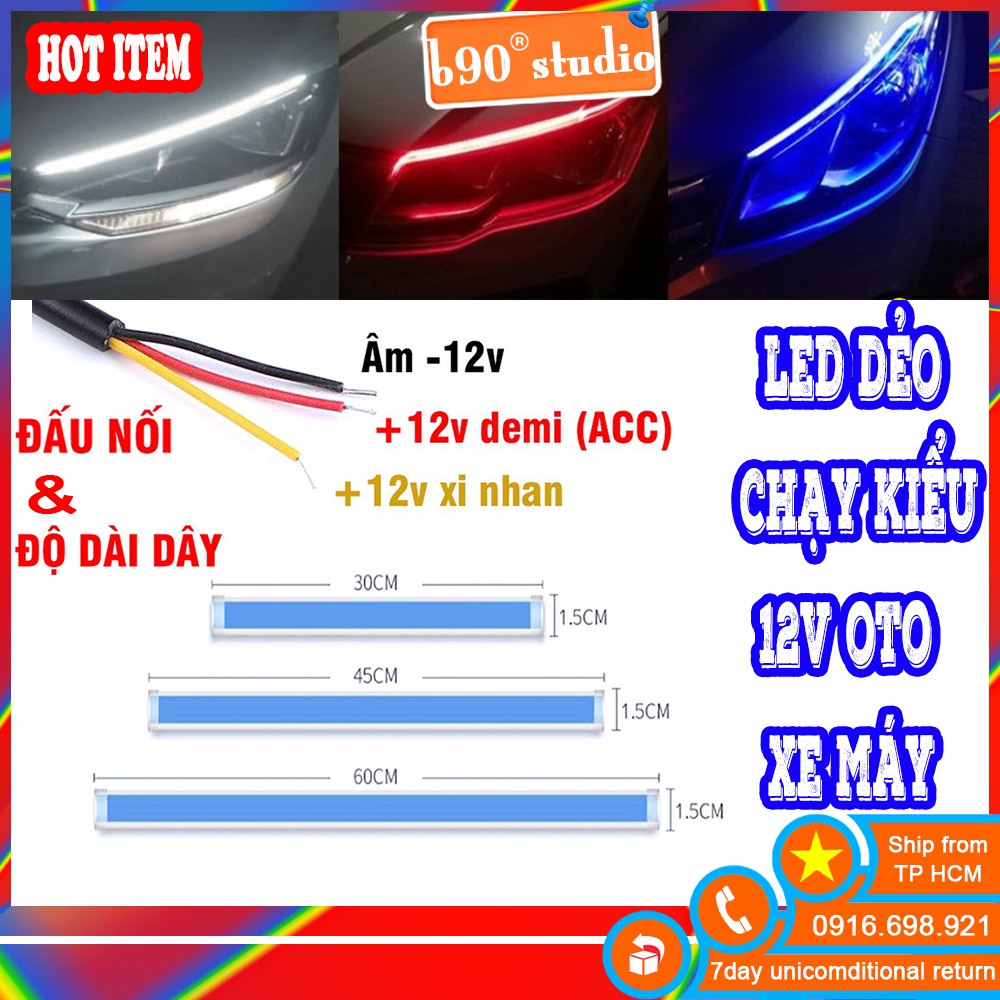 GIÁ SỈ  Led Dẻo Gắn Demi Xi Nhan Cho Xe Máy, Ô Tô - DC 12V Chạy Sáng Cực Đẹp Kiểu Audi