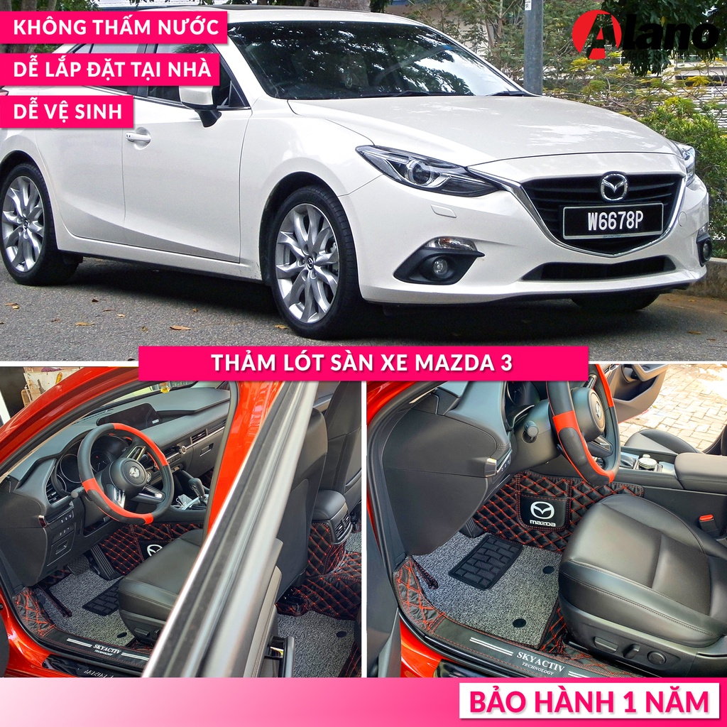 [Hình Thật] Thảm Lót Sàn Xe Ô Tô MAZDA 3 - Chống Nước, Chống bẩn, Dễ Lắp, Bảo Hành 1 Năm