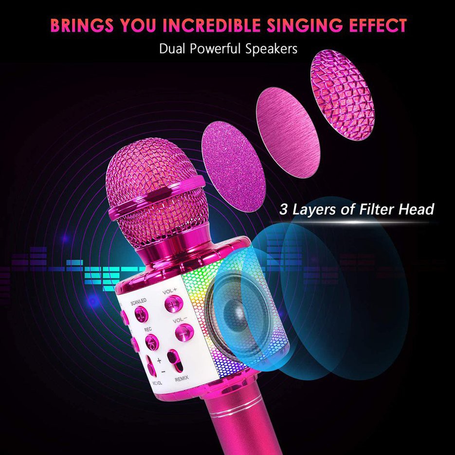 Mic Hát Karaoke Bluetooth WS-858 Không Dây Kèm loa Âm vang Ấm mic hát karaoke cầm tay micro hát trên