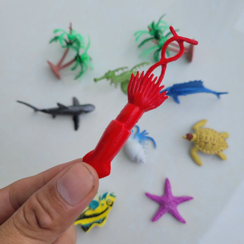 Bộ 8 đồ chơi mô hình nhựa Cá Ngựa Cá Kiếm Cá Mập Rùa Ốc Mực Sao Biển 5-8 cm đồ chơi quà tặng giáng sinh Noel