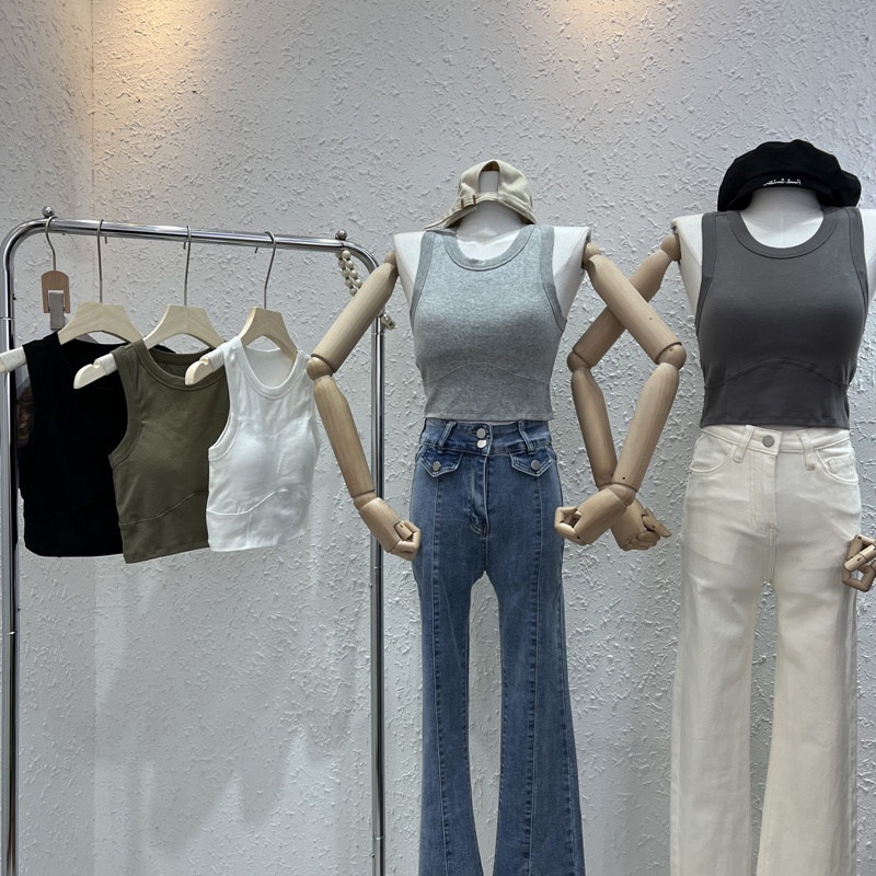 Áo croptop SUXI sát nách màu trơn thời trang mùa hè cho nữ