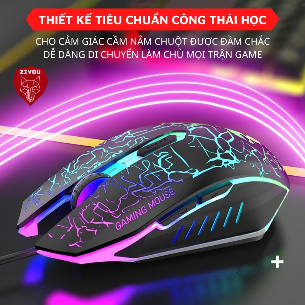 Chuột Máy Tính Gaming Ziyou T66 Có Led Rgb, 3 Mức Chỉnh DPI Tốc Độ Chuột, 6 Nút Bấm Chức Năng, Thiết Kế Độc Lạ 2022