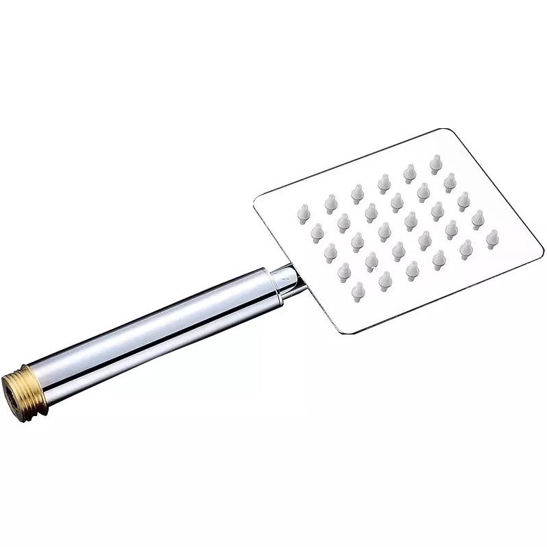 Bộ tay sen Inox mờ kiểu dáng Vuông dẹt sử dụng cho 2 đường nước Nóng lạnh (đủ bộ Tay sen + dây + cài) - QM.TS034B3