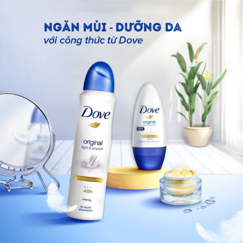 Xịt khử mùi Dove dưỡng da sáng mịn Moisturising Cream 150ml