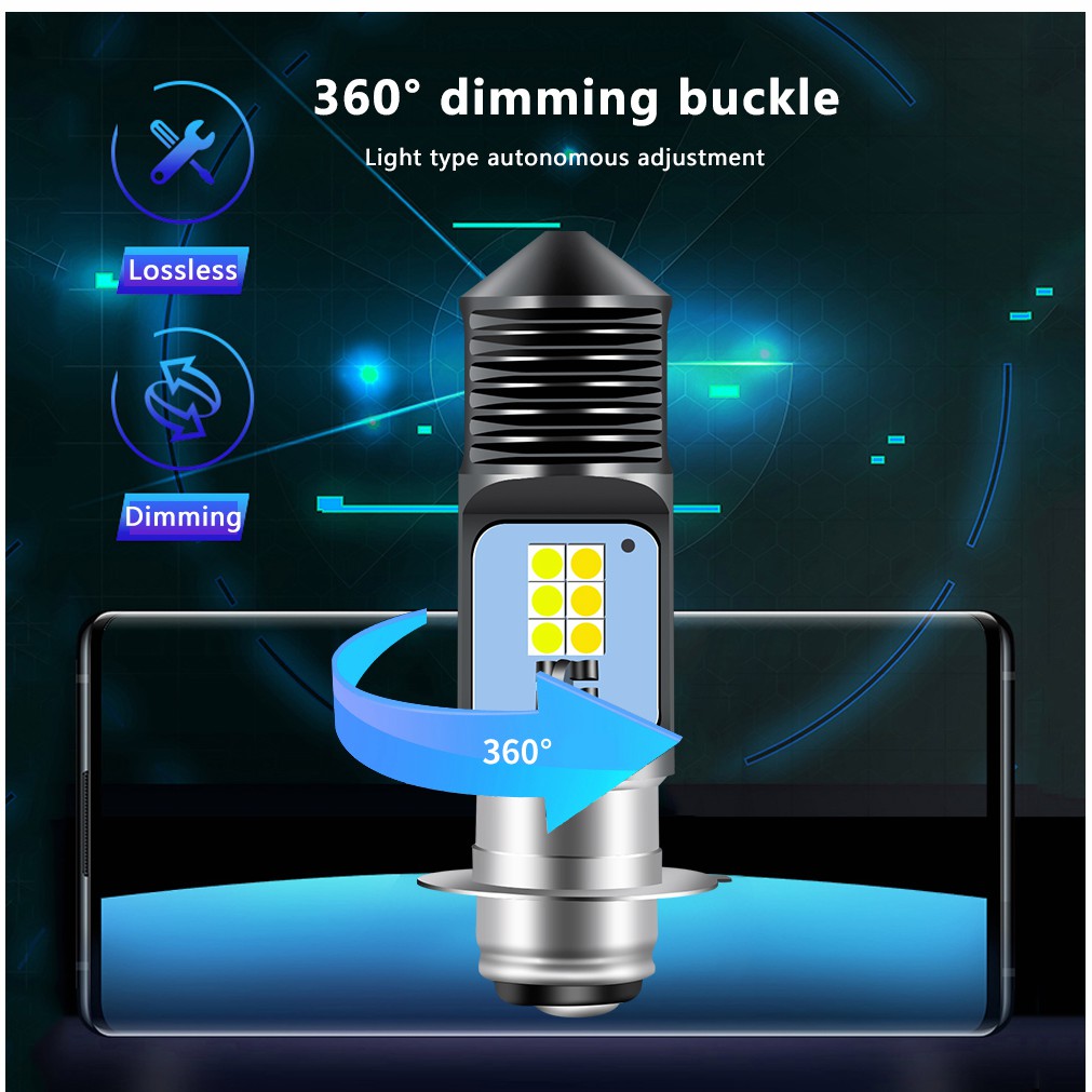 1 PC 12LED Bóng đèn pha xe máy H4 BA20D P15D Đèn sương mù chùm tia cao và thấp 3030 chip Phụ kiện xe tay ga LED hai màu nổi bật