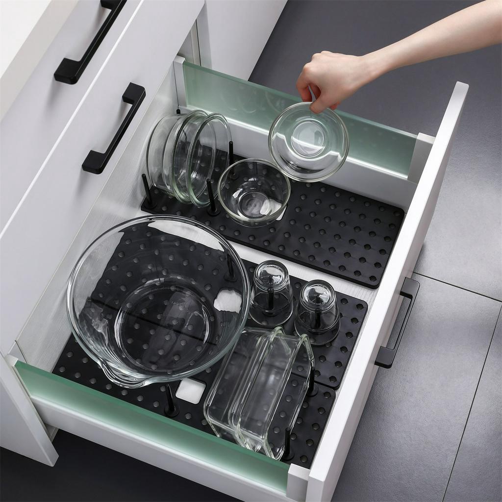 Khay đựng chén dĩa JUJIAJIA chia ngăn tiện dụng cho nhà bếp