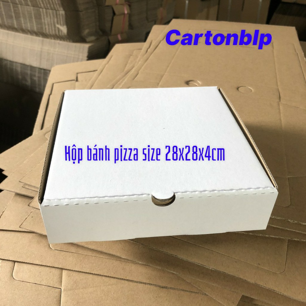 hộp đựng bánh pizza size 28x28x4cm màu trắng bộ 20 hộp carton