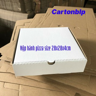 Hộp carton đựng bánh pizza size 28x28x4cm