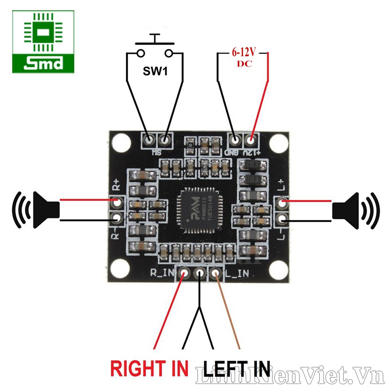 Module KĐ ClassD 2x10W (PAM8610) DIY