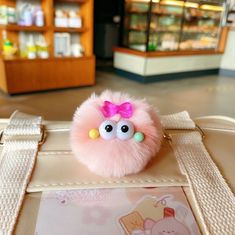 Móc khoá cục bông Nhím lông xù mềm mịn xinh xắn cute