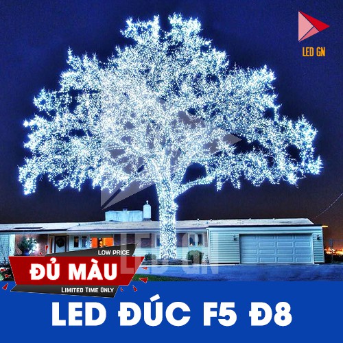 LED Đúc F5 Đế 9mm - Chống Nước [ Dây 50 Bóng ]