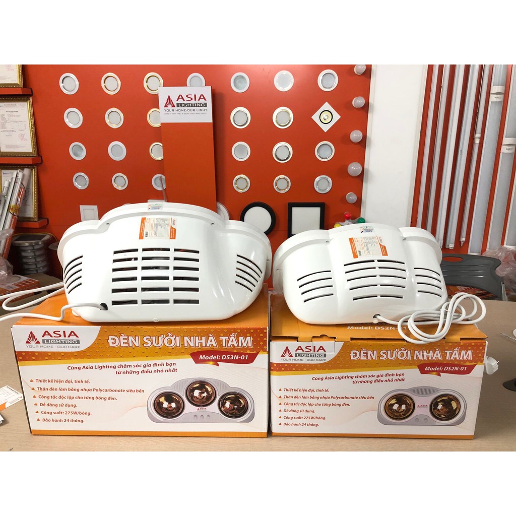- ĐÈN SƯỞI NHÀ TẮM 3 BÓNG ASIALIGHTING CAO CẤP DS3N-01